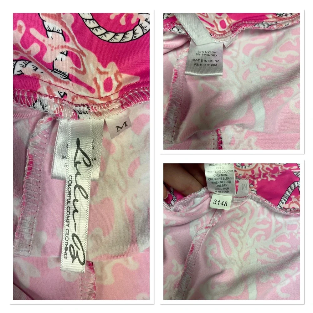 Lulu B Pink Coral Rope Nautical Skort Pickleball Golf Chic Resort Wear UPF 50 M - Picture 3 of 12
